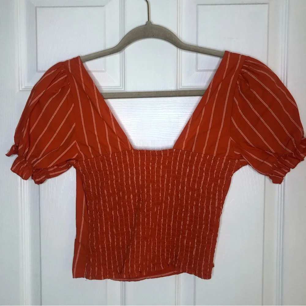 Free People Rose Garden Puff Sleeve Top